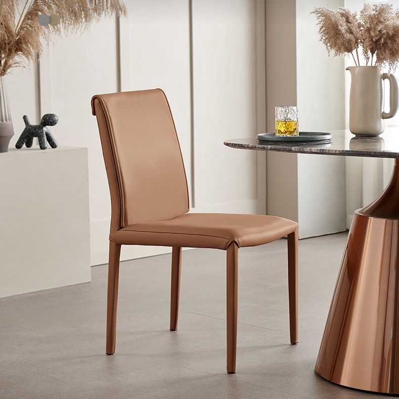 Designer Style Home Leather Side Chair Matte Finish Solid Back Dining Chair Clearhalo ' kitchen&dining_furn' 'Dining Chairs' 'Dining Tables & Seating' 'dining_chair' 'furn' 'furn_dining_chair' 'Furniture' 'furniture_dining_chair' 'Kitchen & Dining Furniture' 'kitchen' 1200x1200_47b3d505-f429-4800-8ea6-63df80da571b