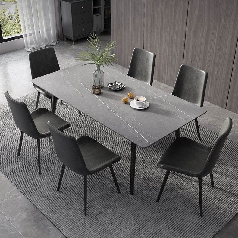 Industrial Style Sintered Stone Dining Table Rectangle Table with 4 Legs for Dinning Room Clearhalo ' dining_table' 'Dining Tables & Seating' 'Dining Tables' 'furn' 'furn_dining_table' 'Furniture' 'furniture_dining_table' 'Kitchen & Dining Furniture' 'kitchen&dining_furn' 'kitchen' 'kitchen_dining_table' 1200x1200_47b458db-9392-4491-bbb3-f677f8e11aa4