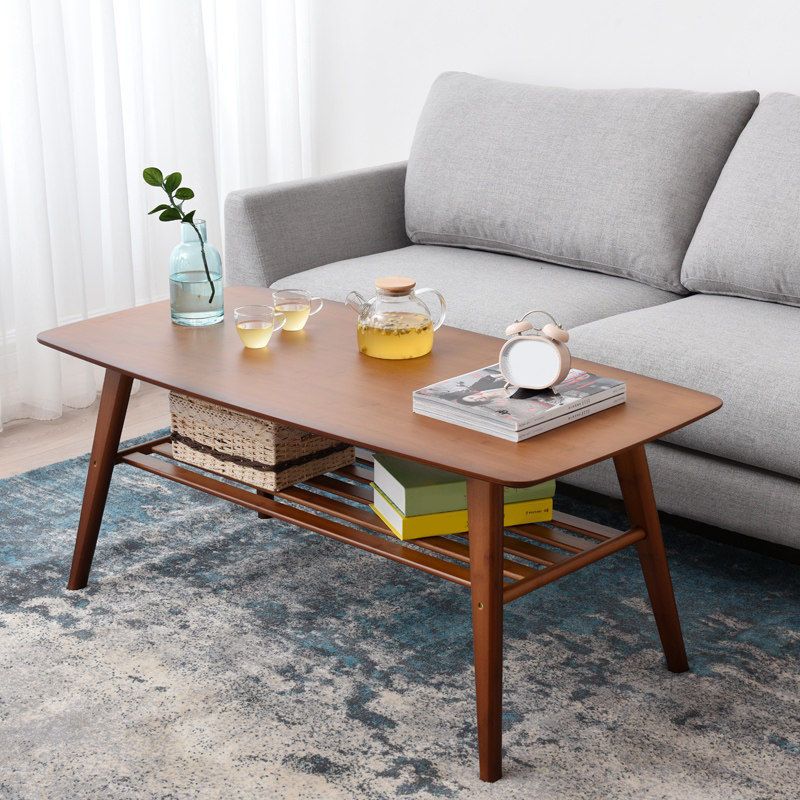 Nordic Style Wood/tan Solid Wood with Storage Rack Coffee Table Clearhalo 'Coffee & Accent Tables' 'Coffee Tables' 'coffee_tables' 'furn' 'furn_coffee_tables' 'Furniture' 'Living Room Furniture' 1200x1200_47b6b5de-68d4-4ccf-bcfa-d9629e069ae7