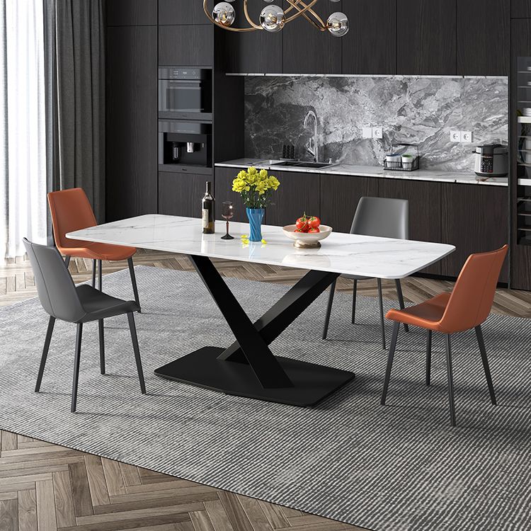 Industrial Sintered Stone Top Dining Table Standard Rectangle Shape Dining Table for Kitchen Clearhalo ' dining_table' 'Dining Tables & Seating' 'Dining Tables' 'furn' 'furn_dining_table' 'Furniture' 'furniture_dining_table' 'Kitchen & Dining Furniture' 'kitchen&dining_furn' 'kitchen' 'kitchen_dining_table' 1200x1200_47b6f8a5-8208-4199-81c9-1a7b7cf211bb