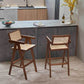 Wood Low Back Dining Stools Contemporary Armed Bar Stools with Footrest