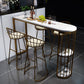 Industrial Iron Bar Dining Table White Stone Top Indoor Bistro Table with Shelf Clearhalo 'Bar Furniture' 'Bar Tables' 'bar_tables' 'furn' 'furn_bar_tables' 'Furniture' 'furniture_bar_tables' 'Kitchen & Dining Furniture' 1200x1200_47b78687-3147-4eb9-9a55-b45a493a8053