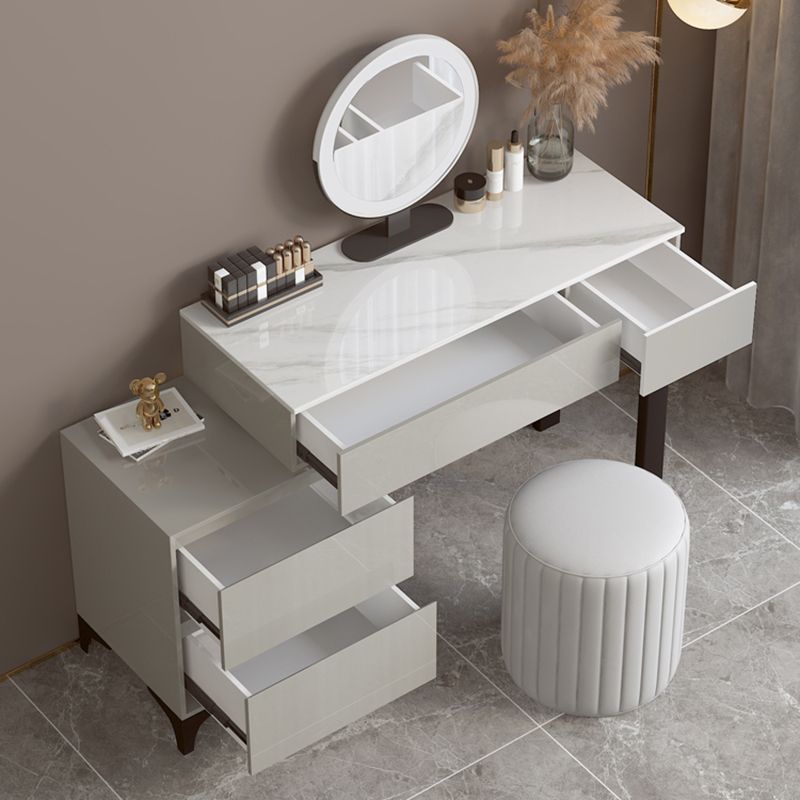 Contemporary Slate Top Vanity Dressing Table Wood 4 Drawer Vanity Set