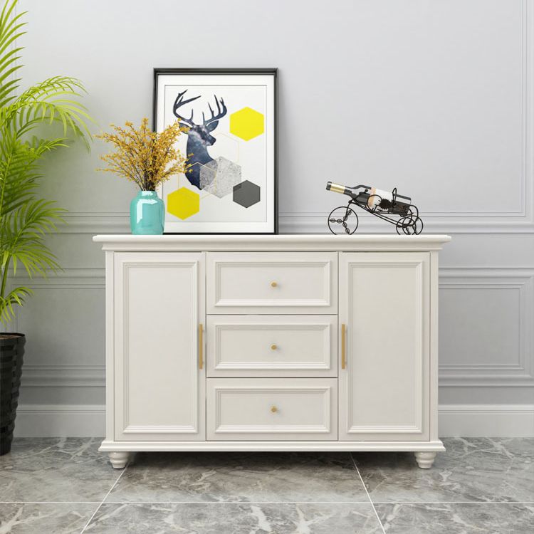 Contemporary White Buffet Sideboard Solid Wood Sideboard Cabinet with Drawers and Doors Clearhalo 'buffet_sideboard' 'Buffets & Sideboards' 'furn' 'furn_buffet_sideboard' 'Furniture' 'Kitchen & Dining Furniture' 1200x1200_47b7c5a9-68b6-4c35-8e3c-4f3f675bcd35
