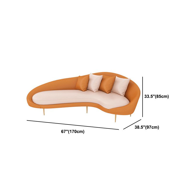 Faux Leather Curved Sofa with Slopped Arm for Living Room in Orange Clearhalo 'furn' 'furn_sofas' 'Furniture' 'Living Room Furniture' 'Sofa' 'sofas' 1200x1200_47b98d47-a27a-4941-aeef-4c6677b99c40