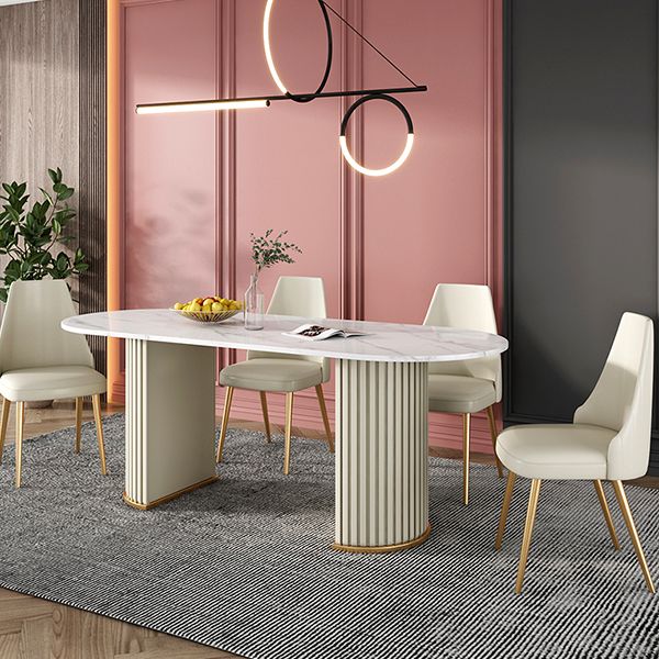 Oval Double Pedestal Luxury Dining Table Sintered Stone White Fixed Table for Restaurant Clearhalo ' dining_table' 'Dining Tables & Seating' 'Dining Tables' 'furn' 'furn_dining_table' 'Furniture' 'furniture_dining_table' 'Kitchen & Dining Furniture' 'kitchen&dining_furn' 'kitchen' 'kitchen_dining_table' 1200x1200_47ba6399-6422-4eea-9bba-3ed4d052f184