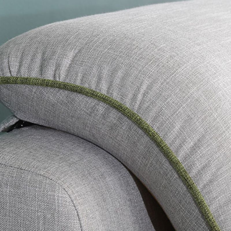 Modern Biscuit Back Sofa with Chaise Linen/Faux Leather Flared Arm Sofa in Gray