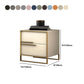 Comodino in pelle con gambe metalliche glam tavolo da notte con cassetti