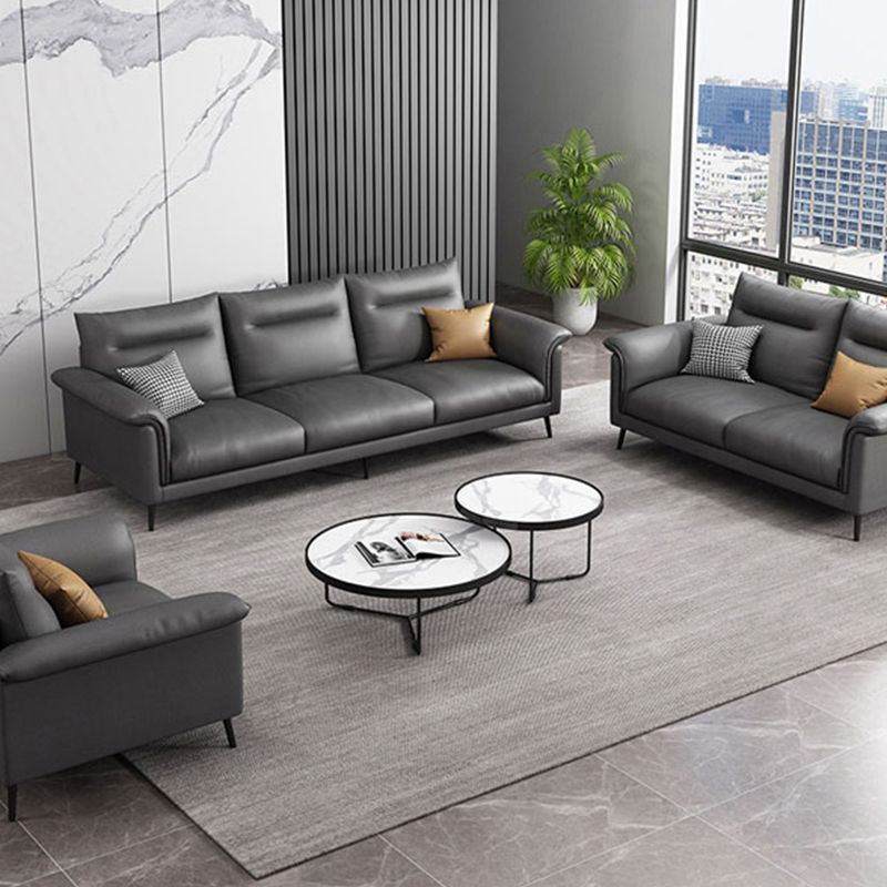 Modern Faux Leather Stain-Resistant Sofa Black Flared Arm Couch Clearhalo 'furn' 'furn_sofas' 'Furniture' 'furniture_sofas' 'Living Room Furniture' 'Sofa' 'sofas' 1200x1200_47be0064-b9ef-4a4f-a8be-ce925e028049