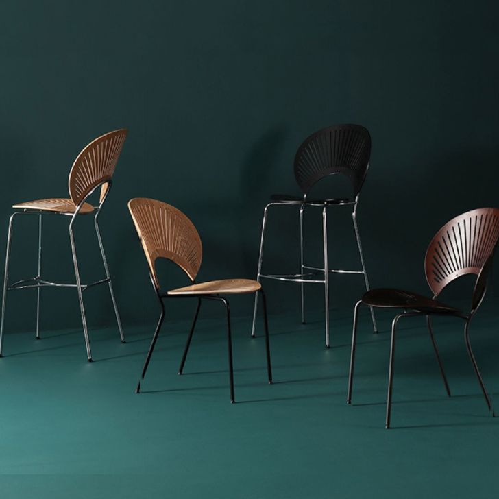 Industrial Full Back Counter Stool Armless Stackable Bar Chair with Metal Legs