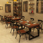 Solid Wood Dining Table Industrial Square Table with Black Frame