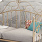 Luxurious Open-Frame Bed 45.28-inch High Metal Child's Bed with Headboard