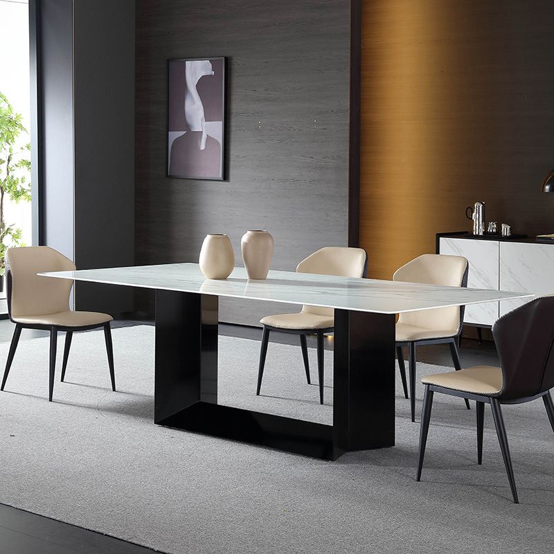 Modern Dining Room Side Chairs Matte Finish Leather Curved Parsons Armless Chair Clearhalo ' kitchen&dining_furn' 'Dining Chairs' 'Dining Tables & Seating' 'dining_chair' 'furn' 'furn_dining_chair' 'Furniture' 'furniture_dining_chair' 'Kitchen & Dining Furniture' 'kitchen' 1200x1200_47c01a66-191f-47ad-b1b8-7c839270566f