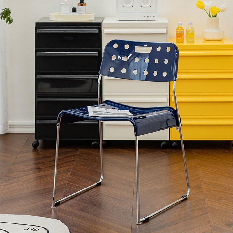 Industrial Armless Kitchen Chair Plastic Open Back Side Dining Chair with Metal Base Clearhalo 'Dining Chairs' 'Dining Tables & Seating' 'dining_chair' 'furn' 'furn_dining_chair' 'Furniture' 'Kitchen & Dining Furniture' 1200x1200_47c2efe6-8043-4198-bbe4-0bc66461d76a