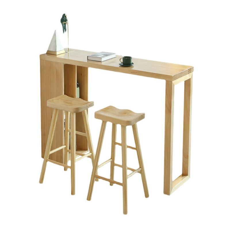 Double Pedestal Bar Table Set 2/3 Pcs Solid Wood Bar Table and Backless Stools Clearhalo 'Bar Furniture' 'furn' 'furn_home_bar_bar_sets' 'Furniture' 'Home Bars & Bar Sets' 'home_bar_bar_sets' 'Kitchen & Dining Furniture' 1200x1200_47c35752-5fd2-4ed8-8272-0cc7115eba6b