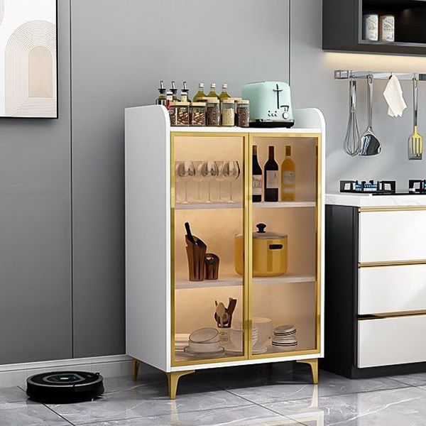 Servidor de madera de servidor de puertas de vidrio de estilo glamorante sin luces LED