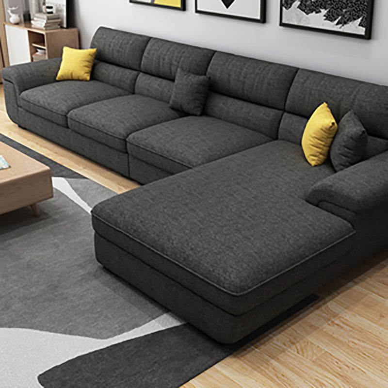 Modern Reversible Chaise Sofa with Flared Arm for Living Room 37.4" Clearhalo 'furn' 'furn_sectionals' 'Furniture' 'furniture_sectionals' 'kitchen' 'kitchen_sectionals' 'Living Room Furniture' 'Sectionals' 1200x1200_47c3e545-015a-4823-ad7b-5c9162199ca2