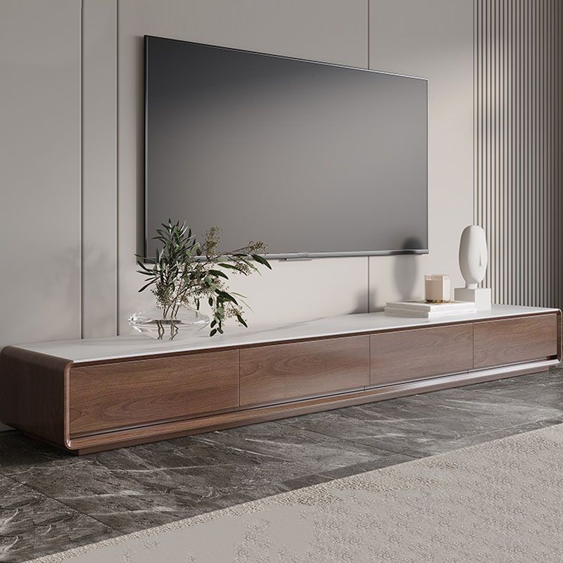 Console multimediale per TV contemporanea in legno Porta TV marrone con cassetti