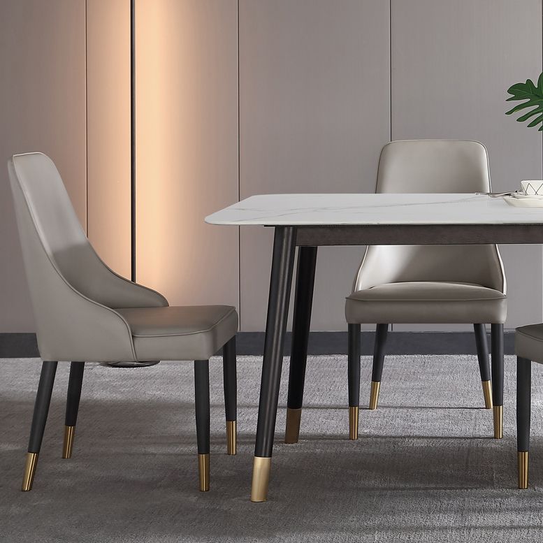 Industrial Style White Sintered Stone Dining Table 4 Legs Base Rectangle Table for Home Clearhalo ' dining_table' 'Dining Tables & Seating' 'Dining Tables' 'furn' 'furn_dining_table' 'Furniture' 'furniture_dining_table' 'Kitchen & Dining Furniture' 'kitchen&dining_furn' 'kitchen' 'kitchen_dining_table' 1200x1200_47c74cca-fcdc-4791-a639-f78c0b01a808