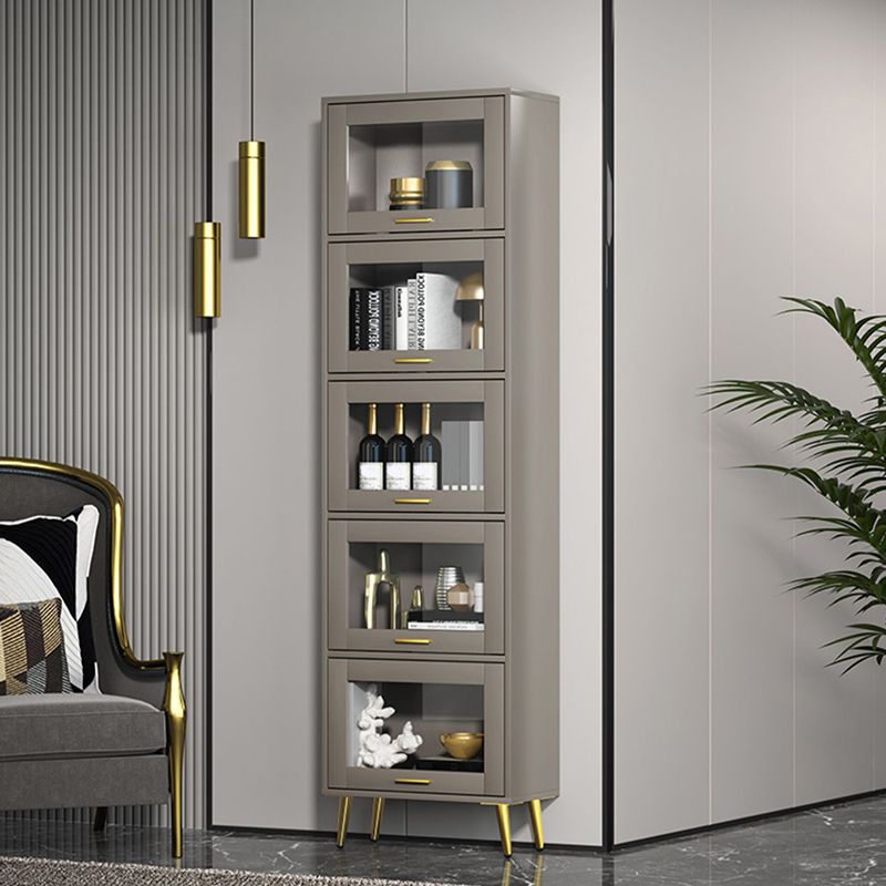 Glam Champagne/White Closed Back Standard Wood Shelf Bookcase for Living Room Clearhalo 'Bookcases' 'furn' 'furn_bookcases' 'Furniture' 'Office Furniture' 1200x1200_47ca1c81-79ce-43ec-9ec8-49cb05183c5d