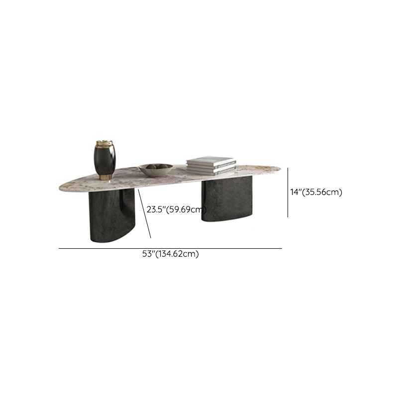 2 Legs Coffee Cocktail Table Contemporary Slate Top Coffee Table