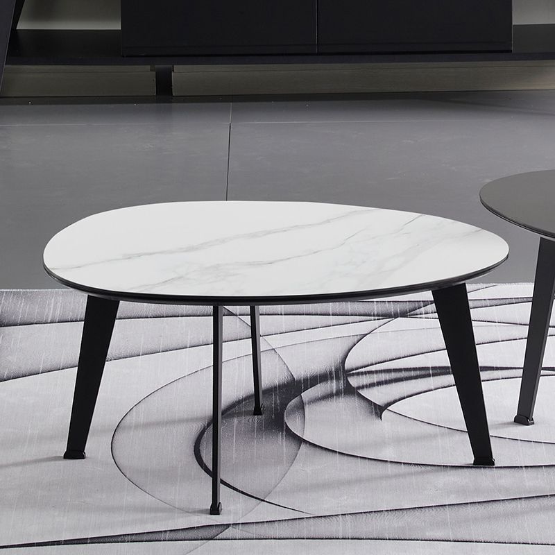 Contemporary White/Grey Free Shape Coffee Table with Metal Base Clearhalo 'Coffee & Accent Tables' 'Coffee Tables' 'coffee_tables' 'furn' 'furn_coffee_tables' 'Furniture' 'furniture_coffee_tables' 'Living Room Furniture' 1200x1200_47cae3af-b8f7-4ff4-8aab-d1feebef40ad