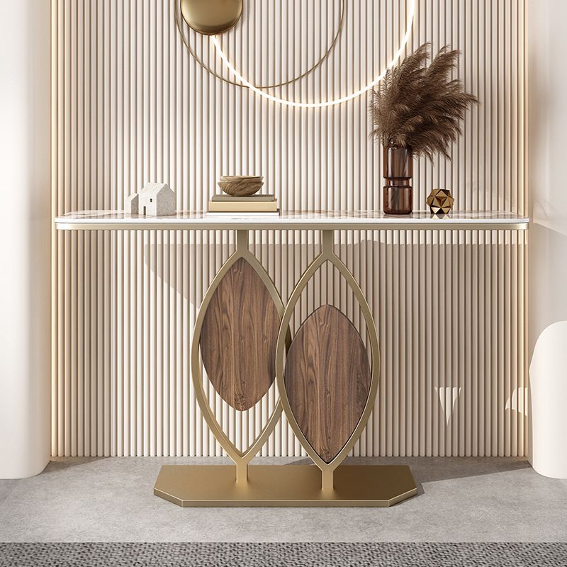 Console a mezza luna di pietra tavolo 1-scaffale 31,5 "tavolo di accento alto per sala
