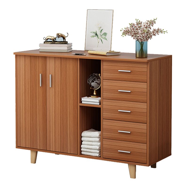 Armoire à accent en bois rectangle avec 5 tiroirs et armoire latérale des jambes droites