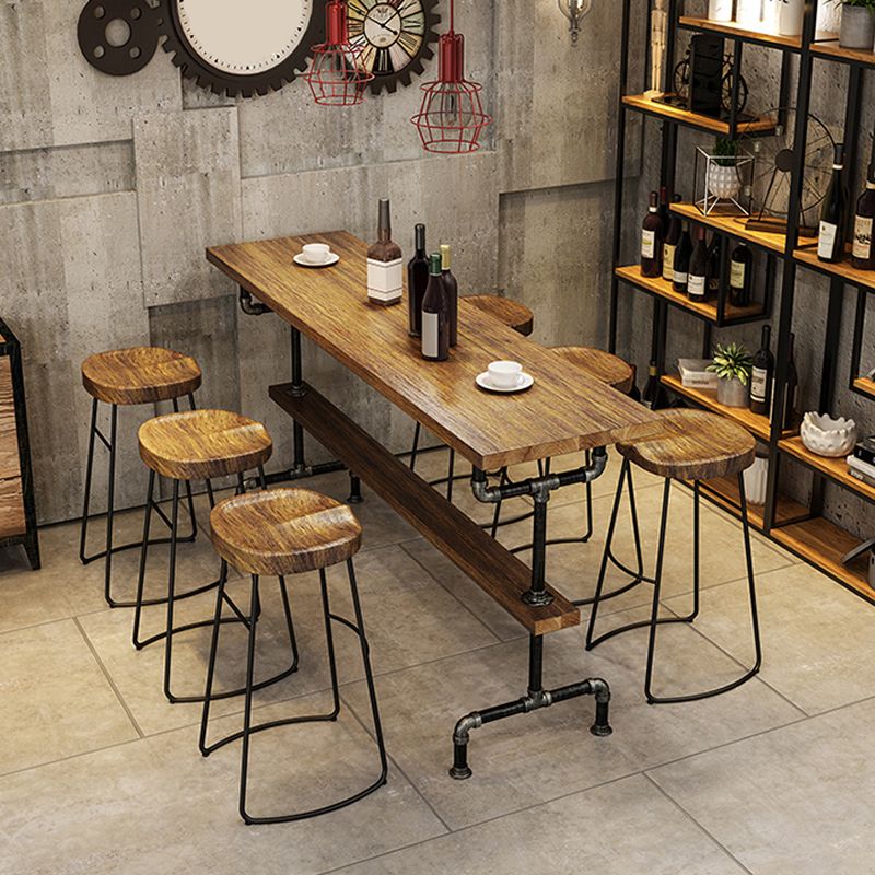 Solid Wood 1/2/4/7 Pieces Counter Height Set Rectangle Industrial Trestle Bar Table Set Clearhalo 'Bar Furniture' 'furn' 'furn_home_bar_bar_sets' 'Furniture' 'Home Bars & Bar Sets' 'home_bar_bar_sets' 'Kitchen & Dining Furniture' 1200x1200_47d0abda-a22a-4d5b-8cc6-d88194d40ca3