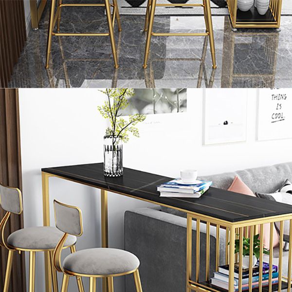Glam Marble Counter Table with Rectangle Table Top Double Pedestal Table - 42" H Clearhalo 'Bar Furniture' 'Bar Tables' 'bar_tables' 'furn' 'furn_bar_tables' 'Furniture' 'furniture_bar_tables' 'Kitchen & Dining Furniture' 1200x1200_47d15bee-63a4-4b9c-baeb-9e5f1554708e