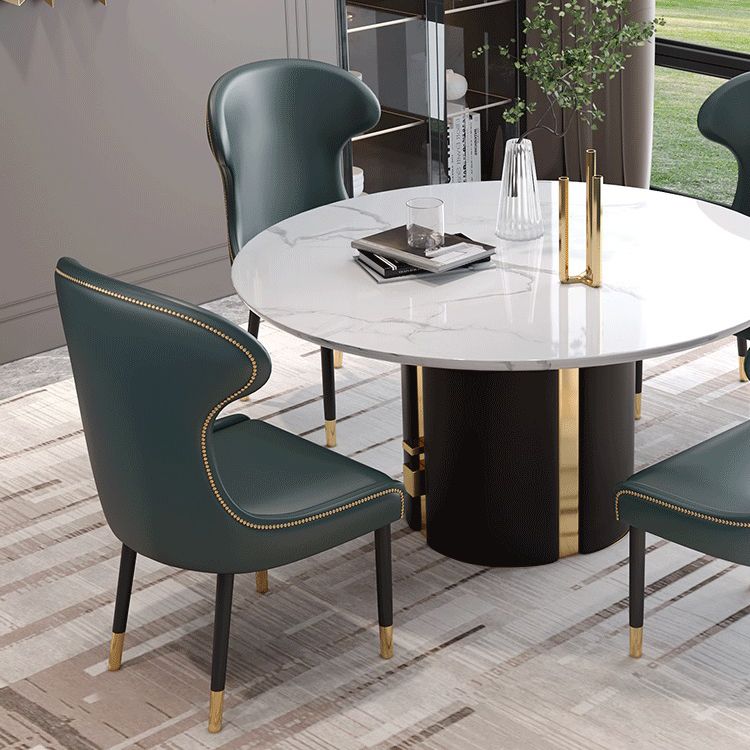 Scandinavian Style Wingback Chairs Leather Dining Armless Chairs for Home Clearhalo ' kitchen&dining_furn' 'Dining Chairs' 'Dining Tables & Seating' 'dining_chair' 'furn' 'furn_dining_chair' 'Furniture' 'furniture_dining_chair' 'Kitchen & Dining Furniture' 'kitchen' 1200x1200_47d17129-20bc-4f36-aeaa-1771f361273c