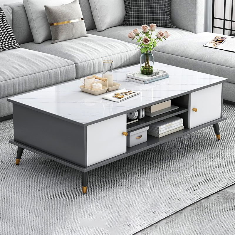 Rectangle White and Grey Modern Coffee Table with Four Legs for Living Room Clearhalo 'Coffee & Accent Tables' 'Coffee Tables' 'coffee_tables' 'furn' 'furn_coffee_tables' 'Furniture' 'furniture_coffee_tables' 'Living Room Furniture' 1200x1200_47d1cf73-e9ab-4cbe-9beb-9b87aac0d55d