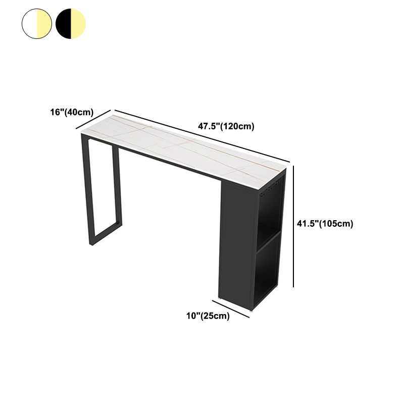 Stone Top Industrial Cocktail Bar Table with Storage Rectangle Counter Table Clearhalo 'Bar Furniture' 'Bar Tables' 'bar_tables' 'furn' 'furn_bar_tables' 'Furniture' 'Kitchen & Dining Furniture' 1200x1200_47d2043e-90af-4e47-a858-74a6fda9d794