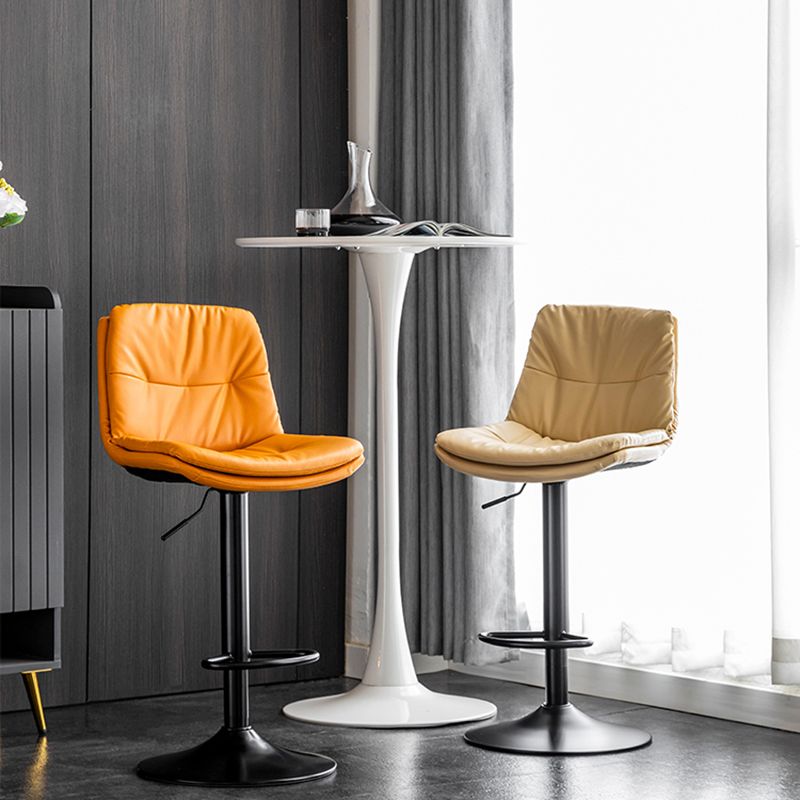 Nordic Metal Adjustable Swivel Barstool Indoor Tall Stool with Leather Seat Clearhalo 'Bar Furniture' 'Bar Stools' 'bar_stools' 'furn' 'furn_bar_stools' 'furniture_bar_stools' 'Kitchen & Dining Furniture' 'kitchen&dining_furn' 'kitchen' 'kitchen_furn' Furniture' 1200x1200_47d26a0d-eb4e-4a7e-a0cf-5e1b549175f3
