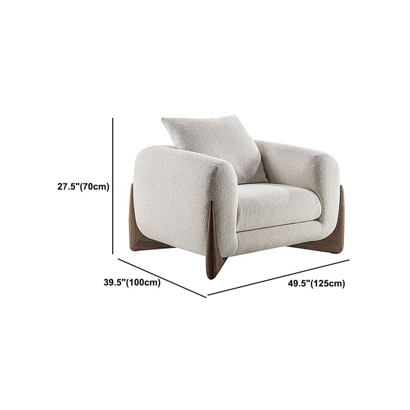 Weißer Smoking -Arm -Sofa modern 27,16 "hohes Sofa mit Holzakzenten