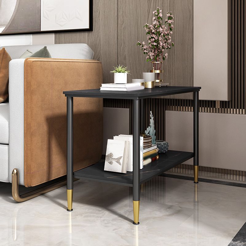 長方形の石4脚サイドテーブル21.65インチの高さのワンシェルフエンドテーブル