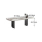 Metal Contemporary Rectangular Dining Table Sintered Stone Table with Double Pedestal Clearhalo 'Dining Tables & Seating' 'Dining Tables' 'dining_table' 'furn' 'furn_dining_table' 'Furniture' 'furniture_dining_table' 'Kitchen & Dining Furniture' 1200x1200_47d58ad1-6cd9-47bf-97ec-0154591b8e04