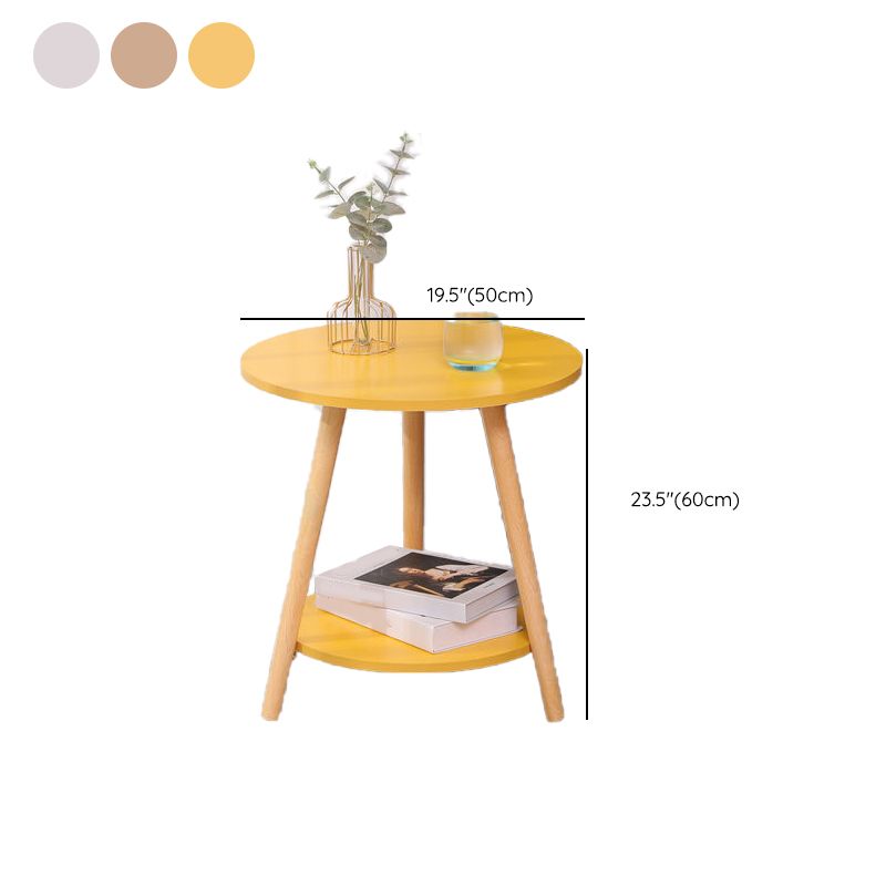 Mesa moderna de 3 piernas Mesa de madera maciza redonda de madera maciza para sala de estar