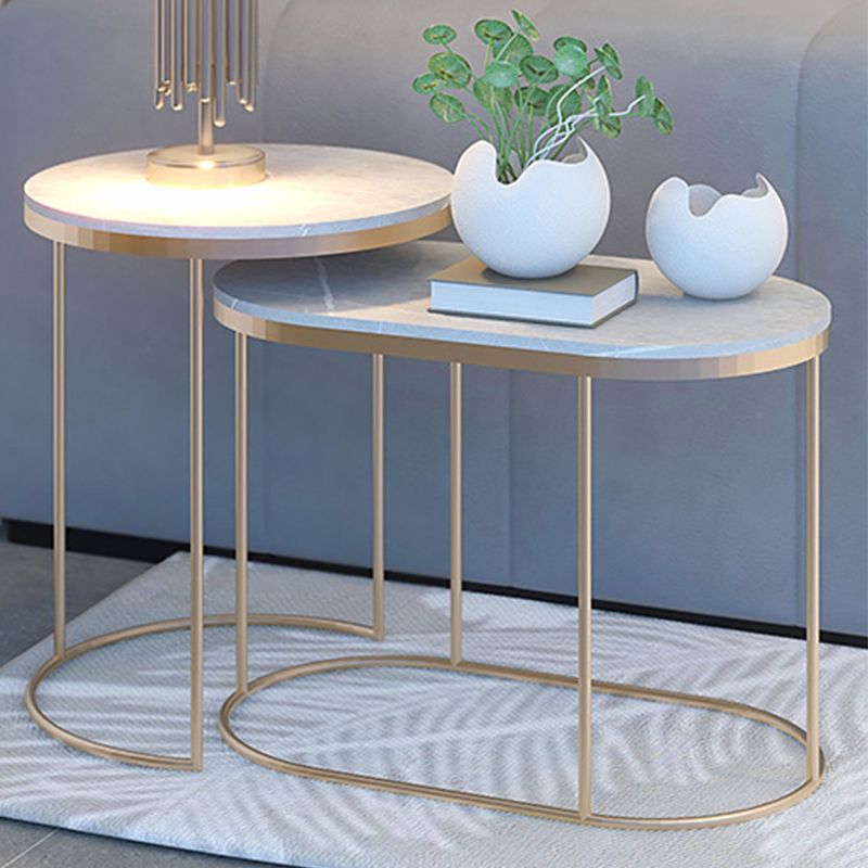 Luxurious Stone Top End Table Metal Frame Sofa Side Accent Table Clearhalo 'Coffee & Accent Tables' 'End & Side Tables' 'end_side_tables' 'furn' 'furn_end_side_tables' 'Furniture' 'Living Room Furniture' 1200x1200_47d89cf4-770d-41e4-aa8e-85f4b7f5c802