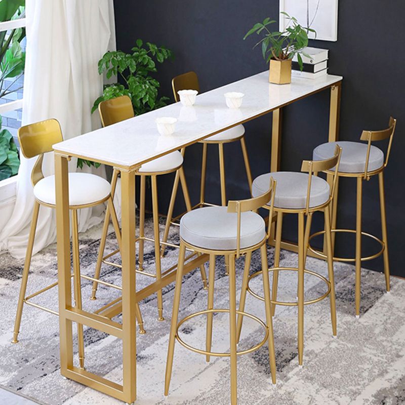 Juego de mesa de pub de piedra blanca rectangular de 1/2/4/7 piezas de altura de mostrador Glam para interiores