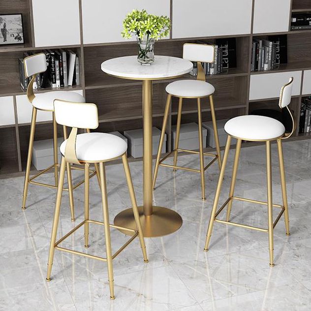 Glam Faux Marble Bar Table 41.3"H Pedestal Bar Height Cocktail Table with Metal Base Clearhalo 'Bar Furniture' 'Bar Tables' 'bar_tables' 'furn' 'furn_bar_tables' 'Furniture' 'Kitchen & Dining Furniture' 1200x1200_47d90e6a-9307-43bd-a4f8-610fdbb6d53e