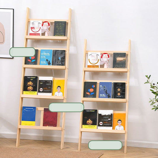 Moderne stijl solide houten boekenplank open back ladder boekenkast voor thuis
