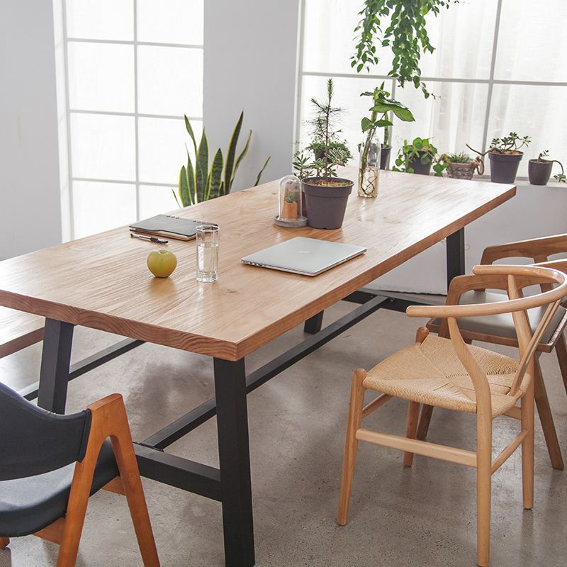 Rectangle Trestle Dining Table Modern Wood Table for Milk Tea Shop Clearhalo 'Dining Tables & Seating' 'Dining Tables' 'dining_table' 'furn' 'furn_dining_table' 'Furniture' 'Kitchen & Dining Furniture' 1200x1200_47dacbca-84ad-4e34-b322-8587f3bb086c