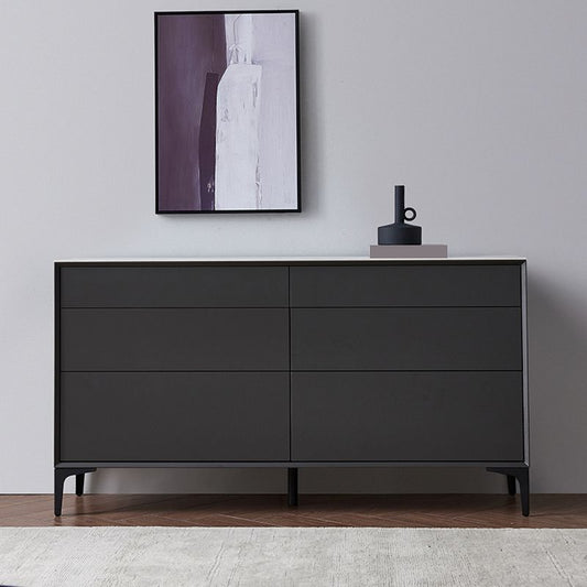 Contemporary Storage Chest Stone Dresser with 6 Drawers , 12.48/15.6 Inch W