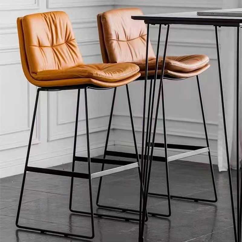 Glam Metal Counter Height Stool with Cushion Bar Stool for Indoor Clearhalo 'Bar Furniture' 'Bar Stools' 'bar_stools' 'furn' 'furn_bar_stools' 'Furniture' 'Kitchen & Dining Furniture' 1200x1200_47de5eb9-019a-47e2-89bc-363b1193b287