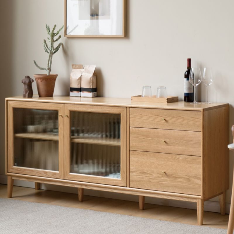 Hedendaagse sideboard kast eiken glazen deuren bijboord tafel met deuren voor eetkamer