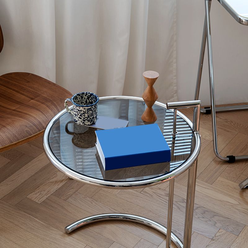 Adjustable Height Glass Side Table Modern Dia 20.1" C End Table Clearhalo 'Coffee & Accent Tables' 'End & Side Tables' 'end_side_tables' 'furn' 'furn_end_side_tables' 'Furniture' 'Living Room Furniture' 1200x1200_47e1e093-42cf-41d1-9db3-8f7971db3b09