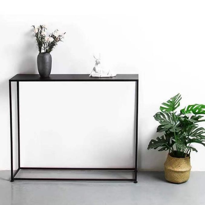 Metal Rectangle Console Table 9.8 Inch Wide Contemporary End Table Clearhalo 'Console Tables' 'console_tables' 'Entry & Mudroom Furniture' 'furn' 'furn_console_tables' 'Furniture' 1200x1200_47e263a8-bf5f-4912-87ef-70bc5fb56642