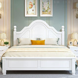 Victorian Style White Standard Bed Pine Wood Bed Frame with Custom Gold Legs