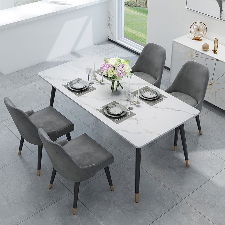 4-foot Stone Table Glam Rectangle Matte Finish Dining Table for Restaurant Clearhalo ' dining_table' 'Dining Tables & Seating' 'Dining Tables' 'Furniture' 'furniture_dining_table' 'Kitchen & Dining Furniture' 'kitchen&dining_furn' 'kitchen' 'kitchen_dining_table' 1200x1200_47e47c6a-da71-4c32-9cad-537ac65c40e7